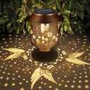 Solar Lantern Waterproof Metal Hummingbird Decor Valentine's Day Birthday Gifts for Women Mom,Outdoor Hanging LED Decorative Light for Garden Patio Yard Lawn Backyard Front Porch (1 pack)