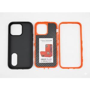 Case for iPhone 14 Pro Max With Triple Defense Case Black and Orange.
