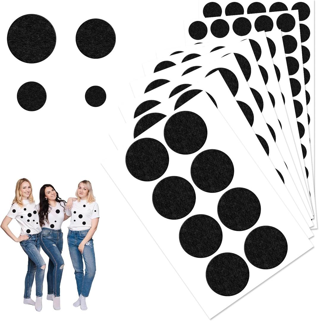Felt Circles Stickers for Crafts, 202 PCS Self-Adhesive Felts Circles 4 Sizes Black Sticky Fabric Felt Dots Pads Stickers for Clothes DIY Art Crafts Projects Costume Holiday Decoration