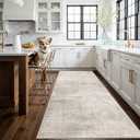 Hallway 4x10 Washable Runner Rug:Stain Resistant Abstract Rug for Kitchen Entryway Farmhouse Soft Carpet for Bathroom Bedroom Thin Laudry Living Room Floor Mat with Non Slip Backing(4x10,Beige/Cream)