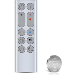 Replacement Remote Control for Dyson HP04 HP07 HP4A Pure Hot + Cool Heater Fan Air Purifying/Heater - No Magnetic, with Battery（Color: Silver）