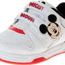 Disney Girls Character Shoes Mickey Minnie Frozen Princess Dora Moana Lilo Stitch Angel Athletic Running Shoes Laceless Sneakers for Girls- 5-10 Toddler 11-13 Little Kid (White Red)