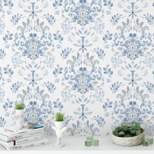 Wallpaper Peel and Stick Wallpaper for Home Decoration Kitchen Blue Wild Flower Removable Vinyl Self Adhesive Shelf Paper & Drawer Liner Roll House, Workshop & Office 17.3" x 394" TH8098-10