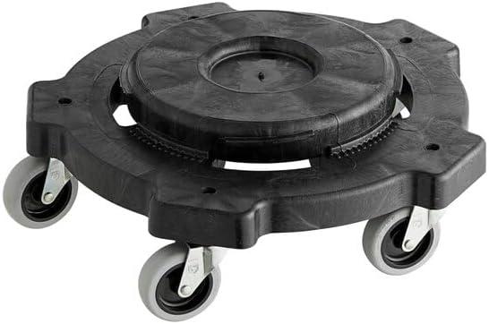 Commercial Round Trash Can Dolly, 250 lb Capacity, 18" Diameter, Black/Gray, Fits 20-55 Gallon Cans