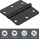Door Hinges 3 1/2 Inch Matte Black 3.5 Inch Interior Hinges 1/4" Radius Iron Hinge 3 "x 3 " Door Hardware - 18 Pack