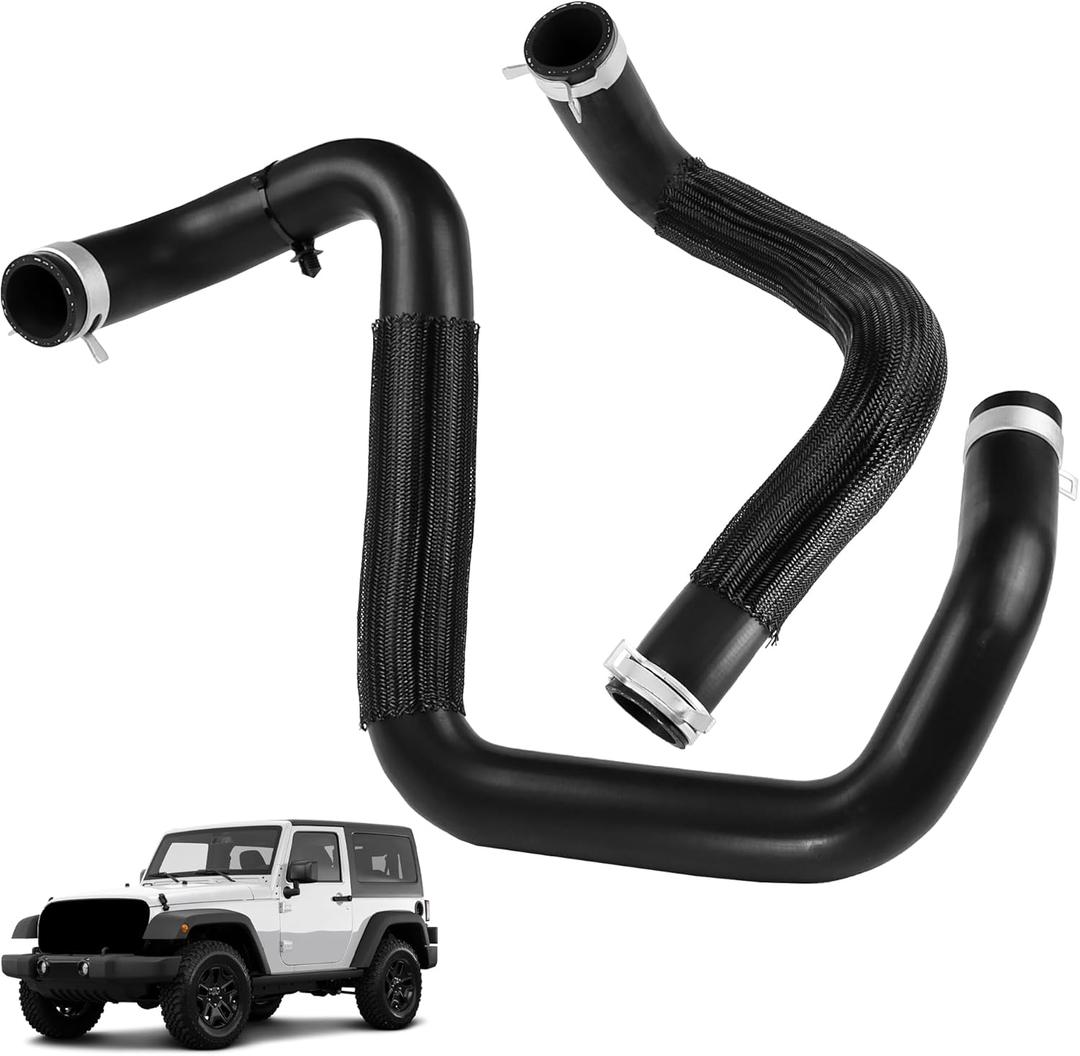 Radiator Upper Coolant Hose 55111394AC and Lower Coolant Hose 55111395AE Compatible with 2012-2017 Jeep Wrangler 2018 Jeep Wrangler JK Radiator Inlet Hose and Outlet Pipe
