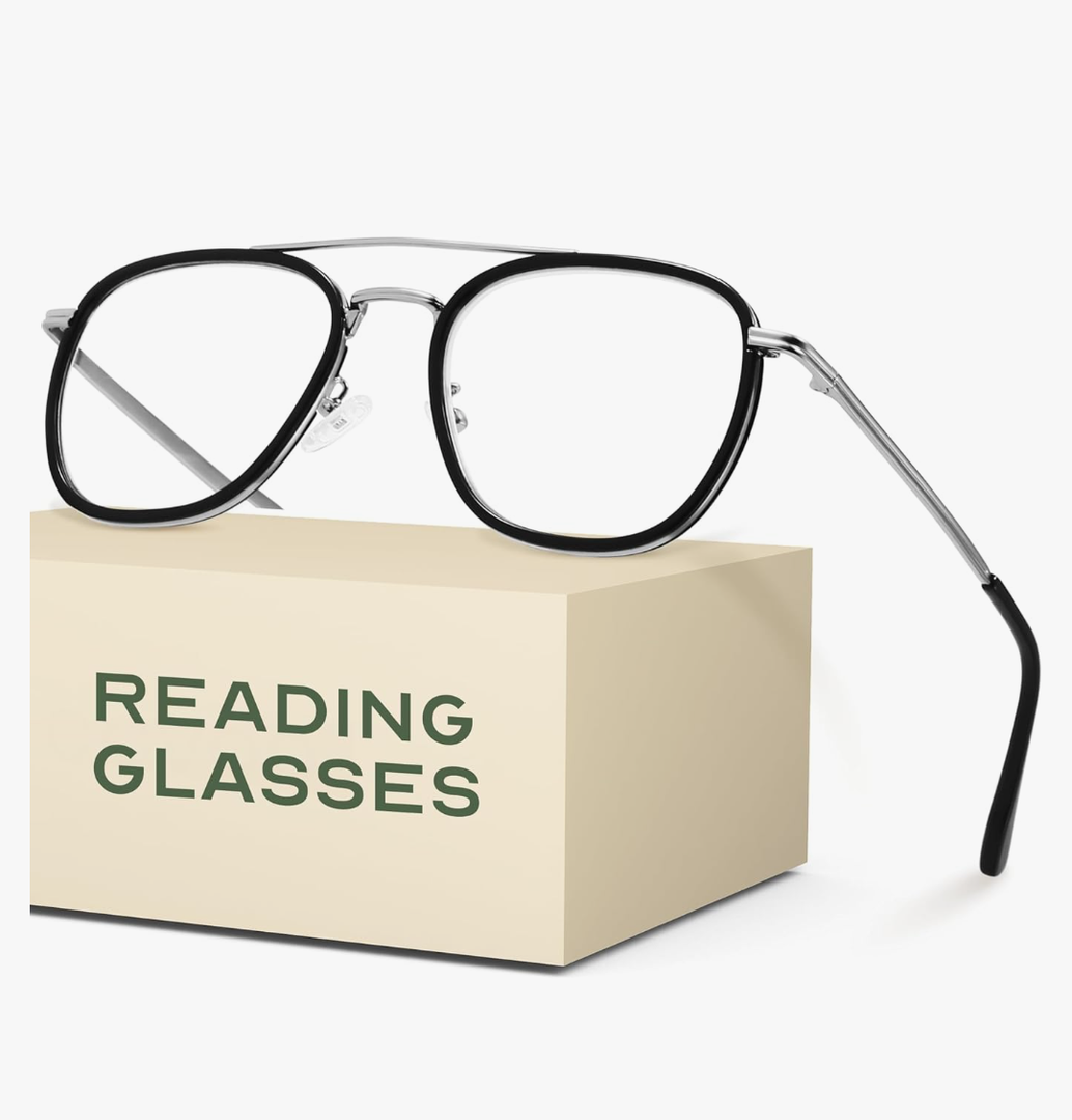 CCVOO Iconic Aviator Reading Glasses - Premium Readers in Gold/Black - UV & Blue Light Blocking Lenses