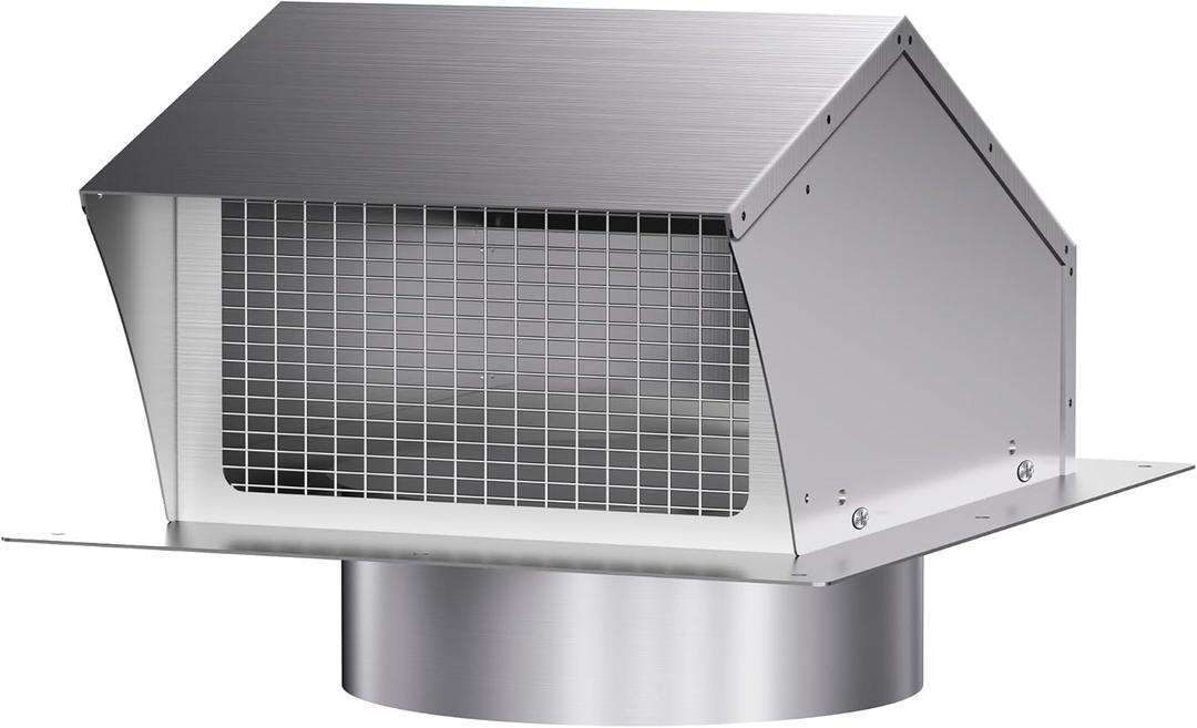 Roof Vent Cap 10 Inch Removable Stainless Steel Attic Vent Cap with Damper, This iron roof cap has 8 pre-drilled holes to ensure a more secure and stable installation