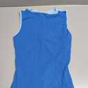 Oten Women's Sleeveless Halter Ribbed Knit Bodycon Midi Slimming Side Slit Summer Night Out Vacation Dress (Blue, L)