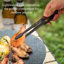 Exquisite Lightweight Cooking Tongs - 304 Stainless Steel & Walnut Wood, Comfortable Grip, Non-Slip Design, High Heat Resistant - Ideal for Light and small food, Kitchen Plating, Korean BBQ, 9-Inch