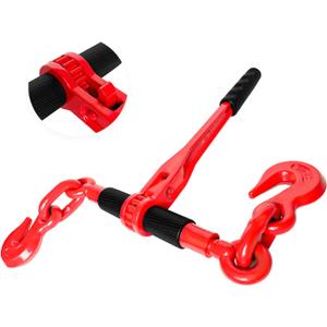 Ratchet Chain Binders 1/2'' - 5/8 | Load Binder with 2 Grab Hooks | Tie Downs for Grade 70 Transport Chain | 13,000 Lbs. Safe Working Load- Heavy Duty Ratchet Binders for Towing (Red  Manual)