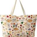 Large Tote Bag for Women - Canvas Tote Bag with Zipper Aesthetic Reusable Shoulder Bag for Gym, Travel, Work