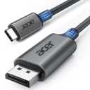 acer USB C to DisplayPort Cable 6.6 FT (4K@60HZ 2K@165Hz), Type-C to DisplayPort Cord (Sturdy Aluminum, Plug & Play) Thunderbolt 3/4/5 Compatible with MacBook Pro/Air, iPhone 16 Pro/Max, XPS, Surface