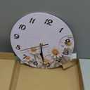 susiyo Daisy Chamomile Flowers on Wooden Texture Wall Clock Round Silent Non-Ticking [Battery Operated] Easy to Read Clocks for Home Kitchen Office Classroom Living Room Bedroom