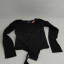 FeelinGirl Tummy Control Bodysuit for Women Long Sleeve Shapewear Thong Body Suit M/L