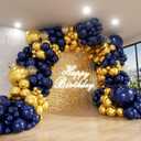 Blue and Gold Balloon Arch Kit, ADOINBY 144Pcs Navy Blue Metallic Gold Latex Balloon Garland kit, 18 12 10 5 Inch Different Size Balloons for Graduation Birthday Anniversary Party Decorations
