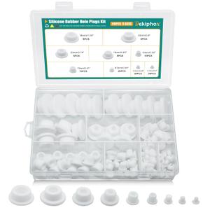 110PCS Silicone Rubber Plugs for Round Holes Assorted Sizes T-Shape Rubber Stoppers Hole Plug Bathtub Jet Covers (White)