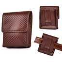 LEATHER VILLAGE Carbon Fiber Genuine Leather Flip Phone Holster with Belt Clip Universal Cell Phone Pouch for Samsung Galaxy Z Flip 6/Z 5/ Galaxy Z 4/ Z 3 5G/ Motorola Moto Razr 2024- Tan