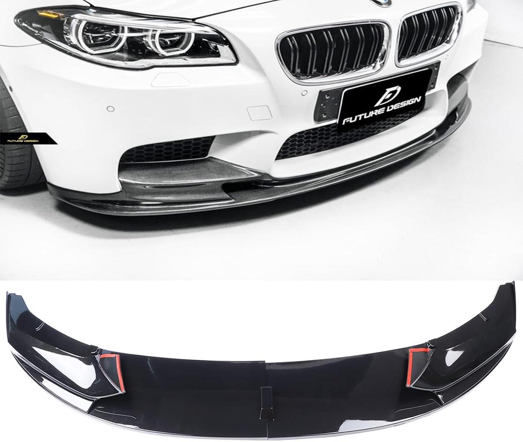 MUCO 4pcs Front Bumper Lip Spoiler Kit Compatible with BMW F10 520i 528i 535i 550i M Sport 2011 2012 2013 2014 2015 2016 Gloss Black M-Performance Front Bumper Lip Spoiler Lip Lower Bumper Body