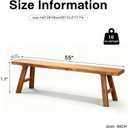 Wooden Entryway Bench Farmhouse for Bedroom End of Bed Vintage Artisan Live Edge Ustic Interior Decor Accent Mudroom,Bedside,Dinette Table,Noodle Narrow Bench (55" W x 17.7" H x 10" D)