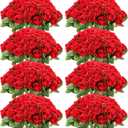 Hotop 120 Pcs Roses Artificial Flowers in Bulk,Long Stem Artificial Flower Bouquet,Silk Real Touch Fake Rose for Wedding Party Table Centerpieces Decor Valentines Gifts(Red)