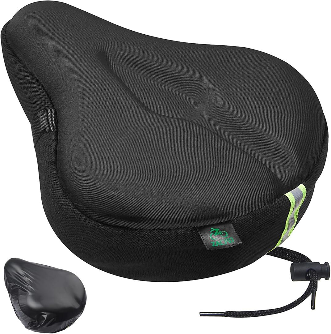 Zacro Bike Seat Cushion - Gel Padded Bike Seat Cover for Men Women Comfort, Extra Soft Exercise Bicycle Seat Compatible with Peloton, Outdoor & Indoor
