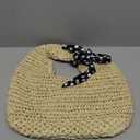 GOKTOW Women Hand Carry Only Straw Bag, Crescent Summer Beach Purse, Soft Faux Straw Tote 2025 (Beige)