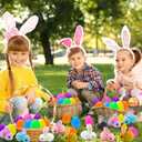 24 Pack Easter Egg Filled Plush Bunny Toys, Colorful Bunny Plush Easter EggFillers Bulks for Kids Toddlers Teens Boys Girls Easter Basket Stuffers Hunt Easter Party Favor