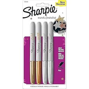 Sharpie - Fine Point Metallic Permanent Markers - Silver/Gold/Bronze (1-Pack of 4)