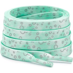 DELELE 2 Pairs Reflective Shoelace Flat Safety Laces for Shoes Sneakers Boots (47 Inch (120cm), 05 Dot Mint Green)