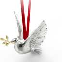 Metal Christmas Bird Hanging Ornaments, Silver, 3.5"x4"