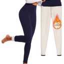 FULLSOFT Fleece Lined Leggings for Women – Thick High Waisted Winter Warm Yoga Pants Workout Tummy Control Thermal Warm Leggings (Navy Blue,XX-Large)