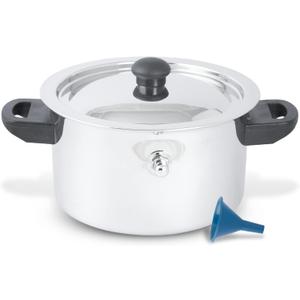 Stainless Steel Milk Boiler Pot, Double Wall Milk Cooker with Whistle and Funnel, Silver (1.5 Quart)