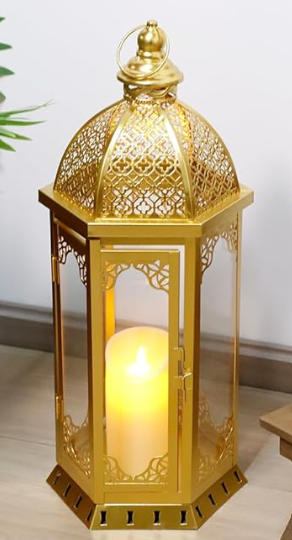 JHY DESIGN Outdoor Candle Lanterns Decorative Vintage Metal Candle Holders for Garden Porch Indoor Outdoor Parties Weddings Patio Home Decor(Gold)