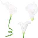 IPOPU 24PCS Artificial Flowers Fake Calla Lily Flowers Real Touch Calla Lily Faux Flowers Arrangement Bouquet for Home Garden Office Party Wedding Bouquet Centerpieces Flower Home Decoration (White)