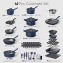 CAROTE 49pcs Pots and Pans Set, Nonstick Cookware Set with Bakeware
Induction Kitchen Set with Silicone Lids, Easy Food Release, All-Stovetop Compatible, with Knife Set, Blue