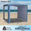 Beach Cabana, 6.6'×6.6' Portable Beach Canopy with Side Wall, Easy Up UPF 50+ Beach Tent Sun Shelter with Sand Pockets, Waterproof Beach Umbrella Tent for Family, Backyards, Camping, Stripe, 43.56 Square Feet