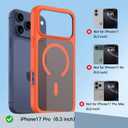 COOLQO for iPhone 17 Pro Case with Screen Protectors, Compatible with MagSafe, Military Grade 17FT Drop Protection, Shockproof Protective Dual-Layer Magnetic Translucent Matte Phone Cover, Orange