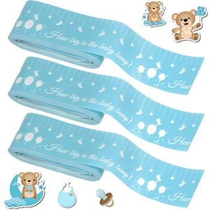 Baby Shower Games for Gender Neutral How Big is Mommys Belly Tape 150 feet Measure Baby Bump Tape Measuring Tape Pregnant Belly Bear Baby Shower Tummy Measuring Tape Party Favors Supplies Blue