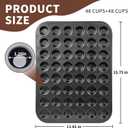 2 Pack 48 Cup Heavy Duty Steel Nonstick Mini Muffin Pan, Black 48 Mini Small Tiny Cups, Cupcake Baking Pan Molds for Dishwasher Oven