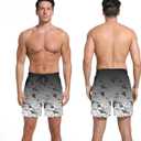 Men's Swim Trunks with Compresssion Liner 7" Swimwear Board Shorts 2-in-1 Bathing Suits with Zipper Pockets (4X-Large, Black Gradient Leaves)