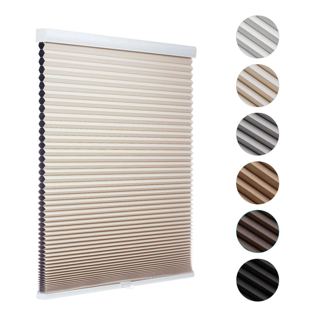 MYshade Cordless Blackout Cellular Shades for Windows, Honeycomb Window Shades with Thermal Insulation, Child & Pet Safe Room Darkening Shade, Easy Install, 37" W x 48" H, Beige