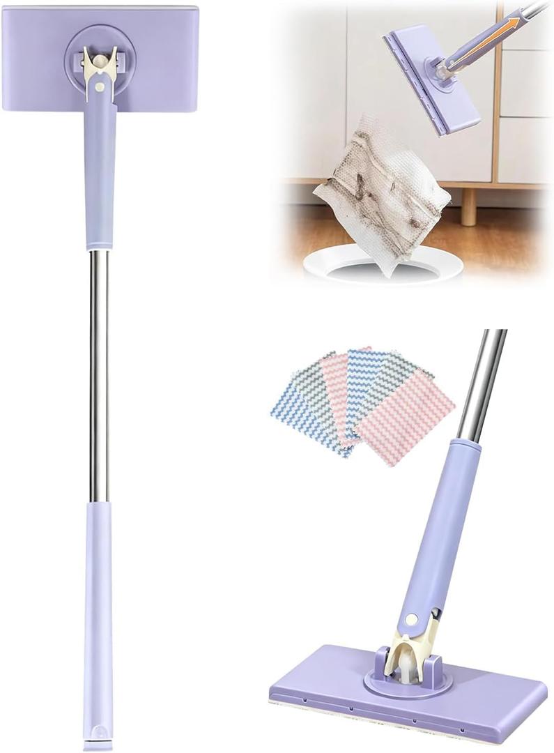 Snap Grip Mini Mop, Clever Zero Touch Cloth Changing Mini Mops, Retractable Gap Dust Cleaner Lazy Mops with Locking Head & Sweeping Cloths for Multi Cleaning