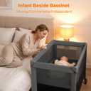 Playpen with Bassinet and Changing Table, Portable 4 in 1 Baby Pack and Play for Babies and Toddlers, Bedside Sleeper, Grey