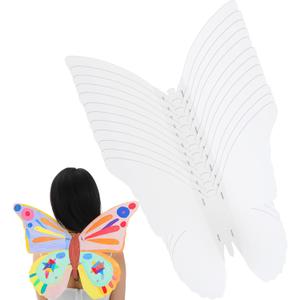 Hollowfly 12 Pack Toddler Kids Butterfly, DIY Fairy Dress up Wings Bulk, 20.5x15.8 Inch Decorate Your Own Butterflies Wings for Birthday Butterfly Party Halloween Costume Accessory (Blank Style)