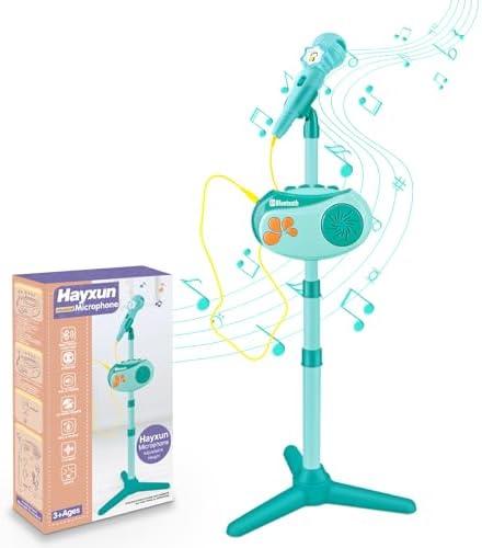 Kids Bluetooth Karaoke Machine with Adjustable Stand, 5-in-1 Karaoke Microphone Toy with Voice Changer, Singing Recorder, Speaker & Lights – Birthday for Girls Boys-Green