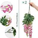 2Pcs Artificial Flowers Faux Silk Flowers Indoor Plants Hanging Wisteria Decoration for Home Indoor Kitchen Table Vase Wedding Party Table Centerpieces Outdoor Decor (Purple Fuchsia)