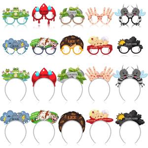 Pajean 20 Pcs Passover Decoration Include 10 Plagues Paper Eyeglasses 10 Plagues Headbands Photo Booth Props for Pesach Seder Family Party Favors Decorations Supply