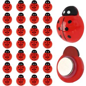 30 PCS Ladybug Fridge Magnets Cute Refrigerator Magnets Ladybug Decorative Sticker Locker Decorations for Whiteboard, Kitchen Fridge, Office, Dishwasher