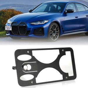 Front Bumper License Plate Mount Compatible with BMW 4 Series and i4 2020-2025, No Drill Front License Plate Frames Tow Hook License Plate Bracket Holder Mounting Kit Car Accessories